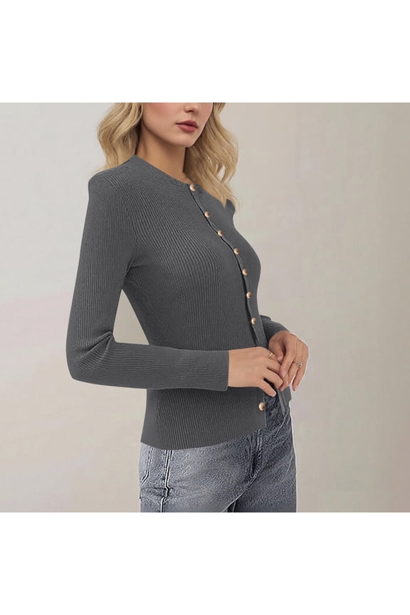 Cardian Sweaters for Women Womens Sweaters Tops Lightweight Knitted Casual Solid Gray S