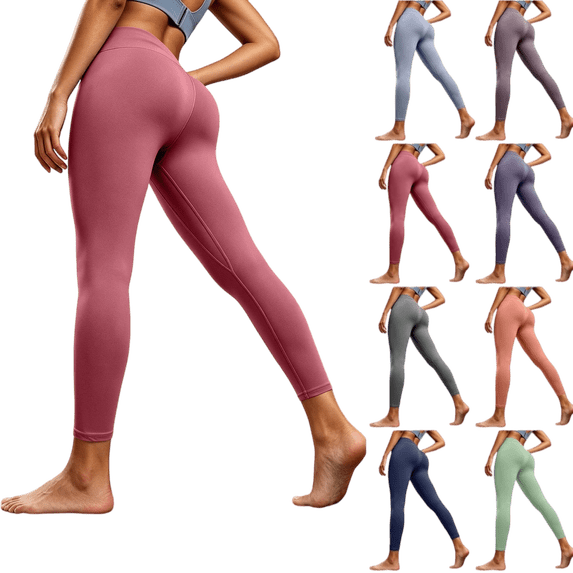 ATENAR Leggings for Women,Leggings for Women Tummy Control,Solid,Casual,Soft,Stretch Fabric,Pink,M