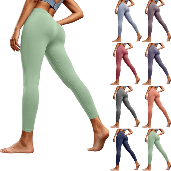 ATENAR Leggings for Women,Womens Leggings,Casual,Soft,Stretch Fabric,Quick Drying,Green,S