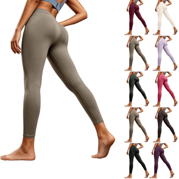 ATENAR Leggings for Women,Womens Leggings,Stretch Fabric,Fast Drying,Breathable,Absorbent,Khaki,L