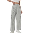 thumbnail image 1 of ATENAR Pants for Women High Waist Pokets Pants Loose Fit Jogger Gray XL, 1 of 4