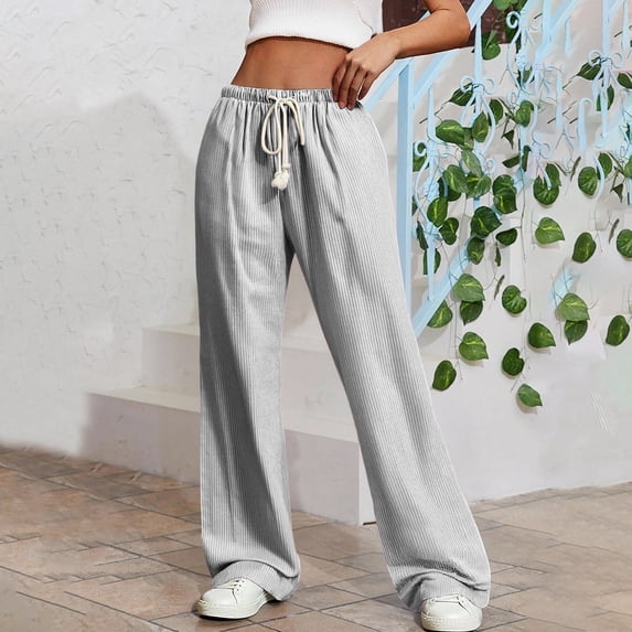 ATENAR Pants for Women Stretchy Solid Color Pants Comfortable Pant Gray XS
