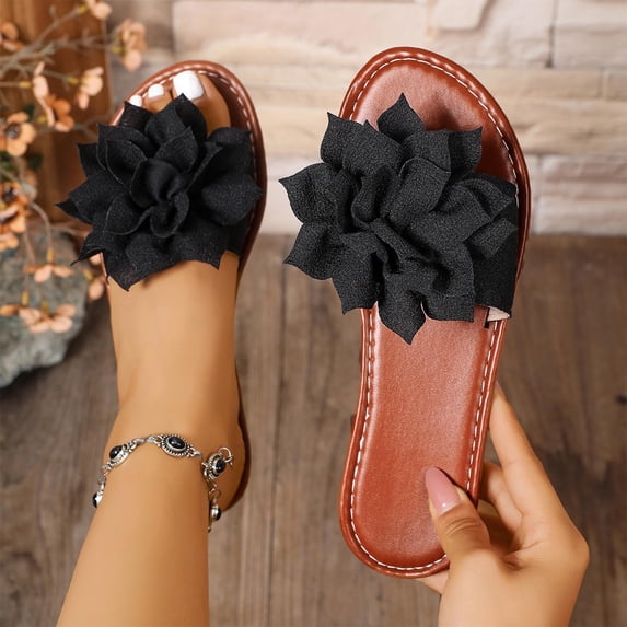 ATENAR Sandals for Women Beach Fashion Womens Sandals Solid Color Womens Shoes Black 5.5