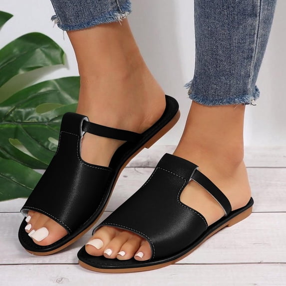 ATENAR Sandals for Women Comfortable Slide Womens Sandals Flat Womens Shoes Brown 8.5