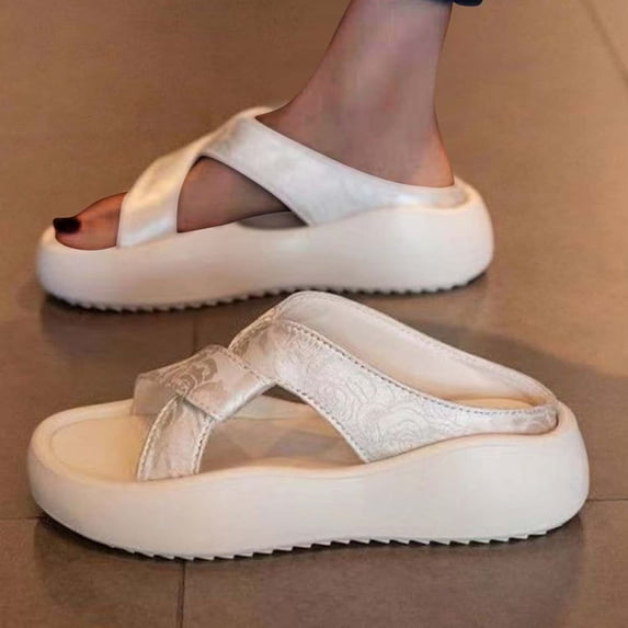 ATENAR Sandals for Women Comfortable Slide Womens Sandals Open Toe Womens Shoes Beige 7