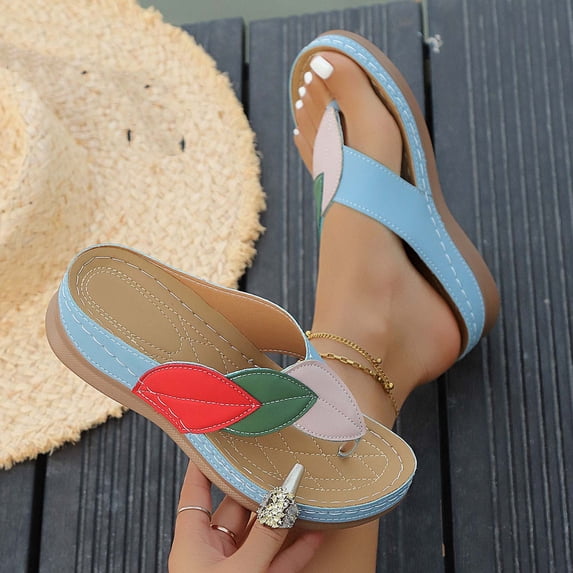 ATENAR Sandals for Women Fashion Solid Color Womens Sandals Outdoor Shoes Women Sky Blue 9