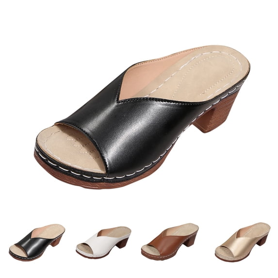 ATENAR Sandals for Women Solid Color Outdoor Womens Sandals Comfortable Womens Shoes Black 7.5