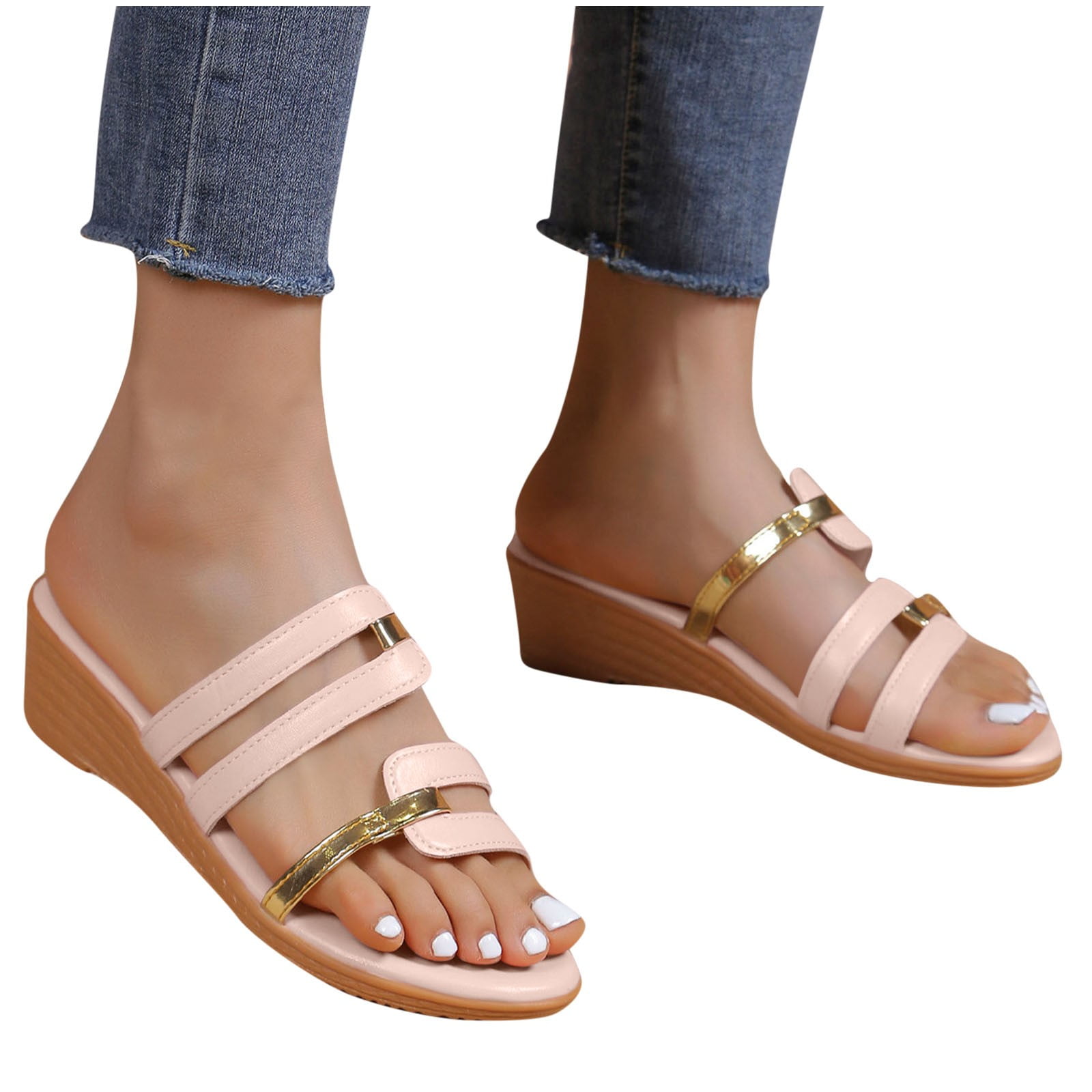 ATENAR Sandals for Women Solid Color Outdoor Womens Sandals Comfortable ...