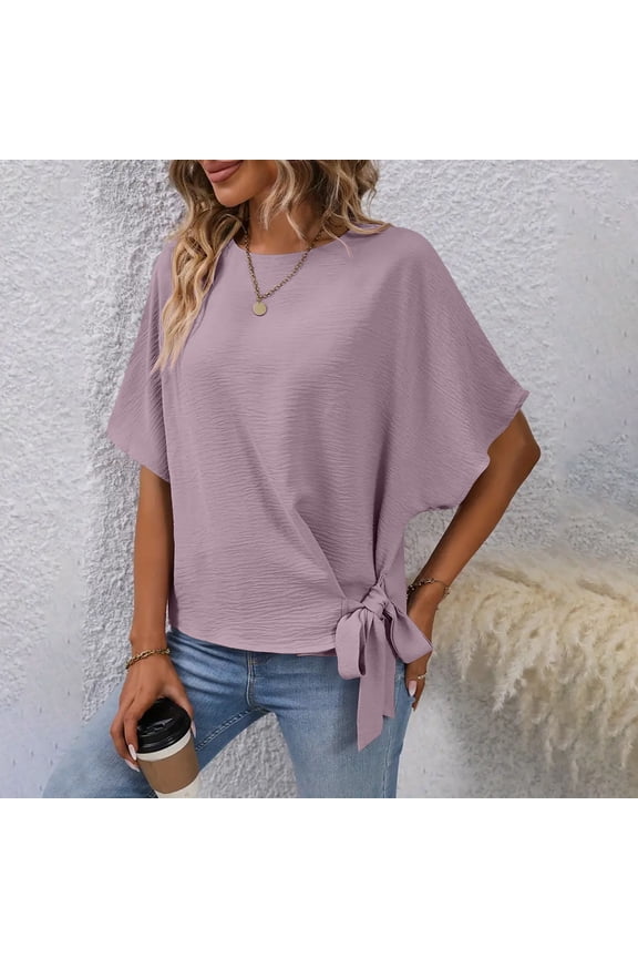 Shirts for Women Casual Shirts Plus Size Solid Tops Blue XL