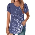 thumbnail image 1 of ATENAR Shirts for Women Crew Neck Shirts Short Sleeve Summer Tops Multicolor M, 1 of 6