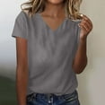 thumbnail image 1 of ATENAR Shirts for Women V Neck Solid Color Tops for Women Soft Tee Dark Gray M, 1 of 4