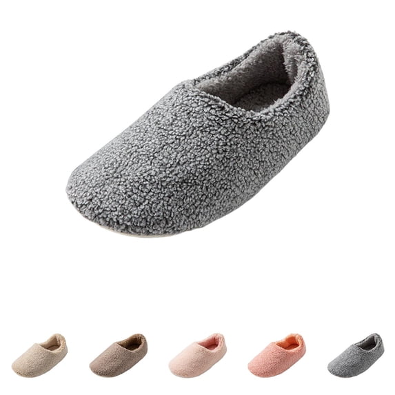 ATENAR Slippers for Women Fleece Wide Womens Shoes Fuzzy House Slipper Gray 40