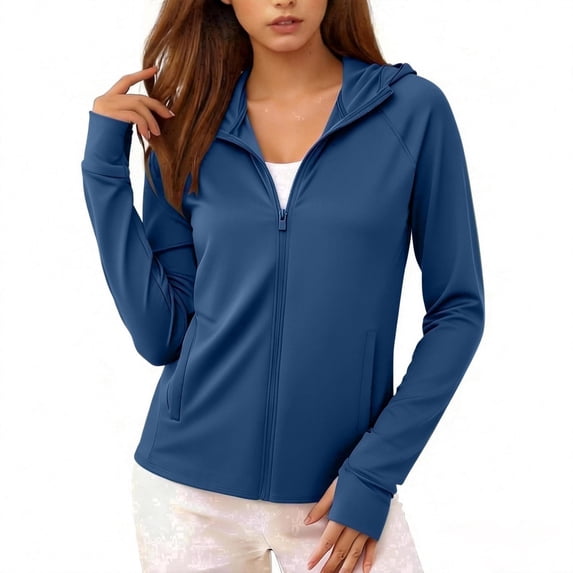 ATENAR Sunscreen Shirts for Women UPF 50+ Quick Dry Long Sleeve Swim Workout Tops Outdoor Shirts Navy S