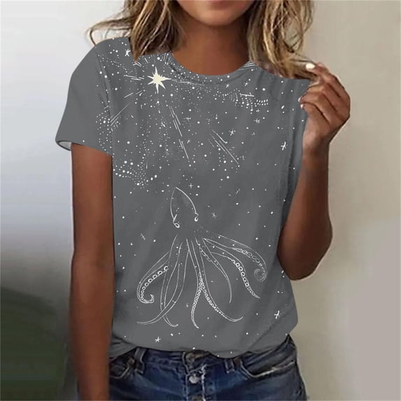 ATENAR T Shirts for Women Breathable Shirts Fashion Casual Tops Gray 3XL