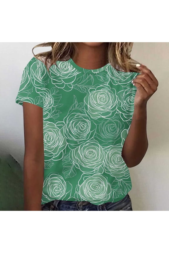 T Shirts for Women Breathable Shirts Fashion Casual Tops Multicolor S(US:4)