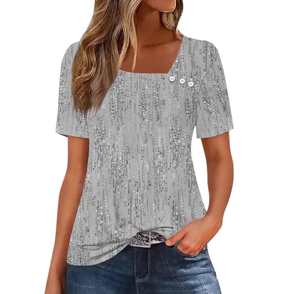 ATENAR T Shirts for Women Lightweight Loose Womens Shirts Summer Tee Gray L