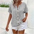 thumbnail image 1 of ATENAR T Shirts for Women Loose Summer Tops for Women Short Sleeve Button Tee Gray XL, 1 of 8