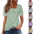 thumbnail image 1 of ATENAR T Shirts for Women Loose Summer Tops for Women Short Sleeve Tee Green XL, 1 of 4