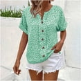 thumbnail image 1 of ATENAR T Shirts for Women Soft Lightweight Shirts for Women Loose Button Tee Green 5XL, 1 of 8
