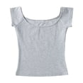thumbnail image 1 of ATENAR T Shirts for Women Solid Shirts Crew Neck Short Sleeve Tops Gray M, 1 of 2
