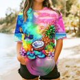 thumbnail image 1 of ATENAR Tops for Women Plus Size Shirts Printed Crew Neck Tops Multicolor 3XL, 1 of 8