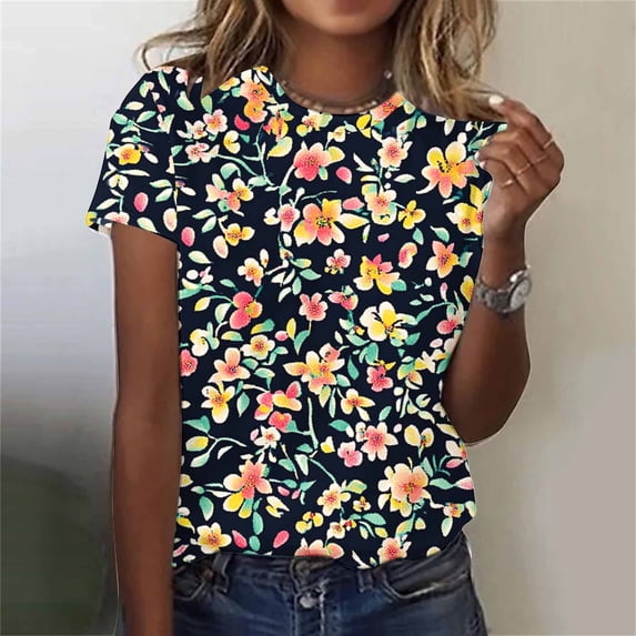 ATENAR Tops for Women Summer Shirts Breathable Fashion Tops Multicolor 4XL