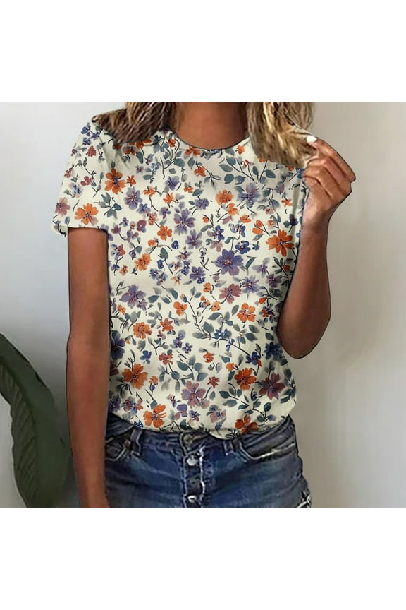 Tops for Women Summer Shirts Breathable Fashion Tops Multicolor XL