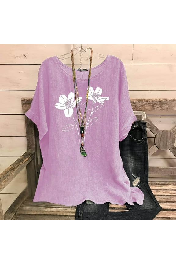 Tops for Women Summer Shirts Breathable Fashion Tops Pink M