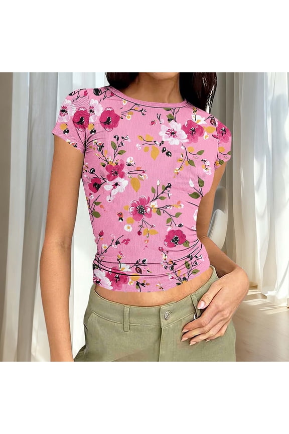 Tops for Women Summer Shirts Breathable Fashion Tops Pink M
