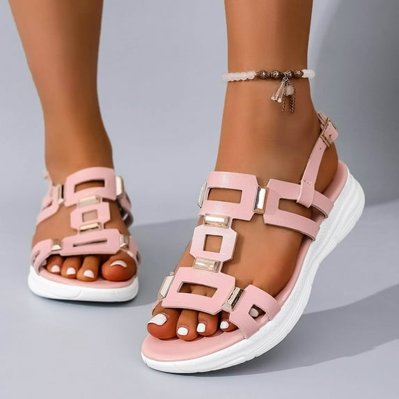 ATENAR Women Sandals Comfortable Slide Sandals for Women Casual Womens Shoes Orange 8.5
