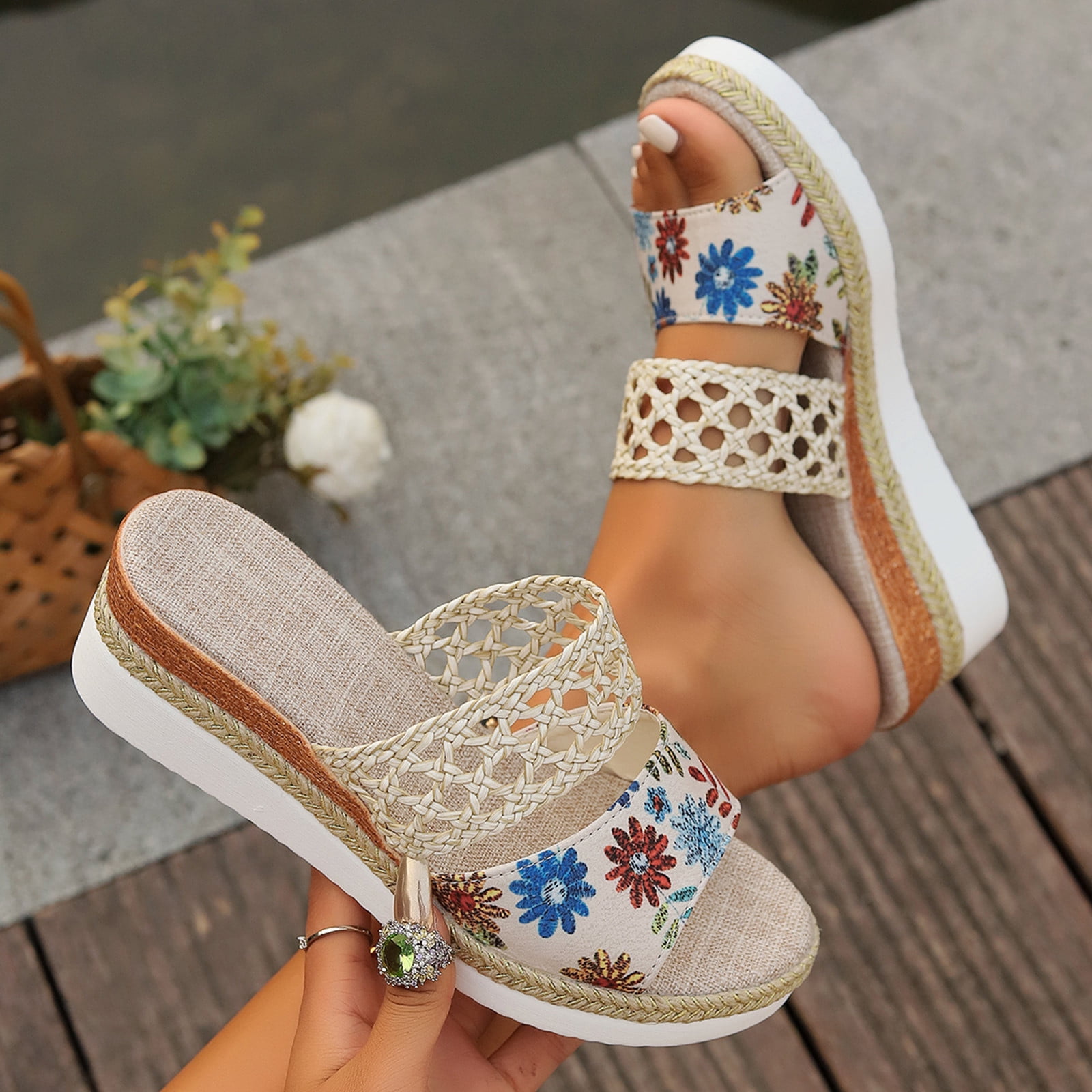 ATENAR Women Sandals Comfortable Slide Sandals for Women Open Toe ...