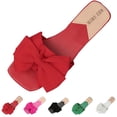 thumbnail image 1 of ssuyfkrb Womens Red Sandals,Womens Sandals 7.5,Flat Heel,Open Toe,Slip-On,Bow, 1 of 5