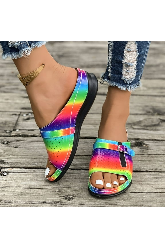 Women Sandals Slide Open Toe Sandals for Women Summer Shoes Women Multicolor 9.5