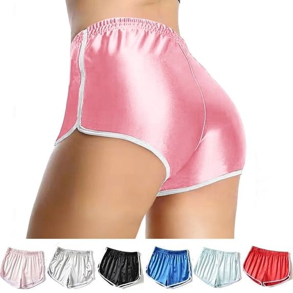 ATENAR Women's Shorts Solid Color Athletic Women Shorts Volleyball Short Pink XL
