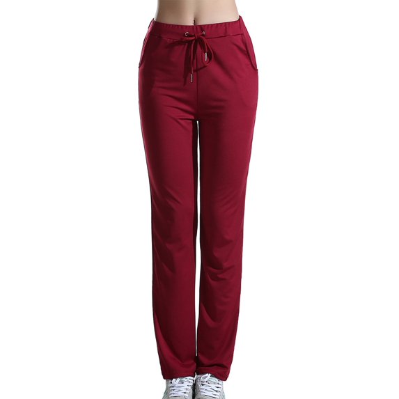 ATENAR Womens Leggings Pokets Pants High Waist Yoga Leggings Wine XL