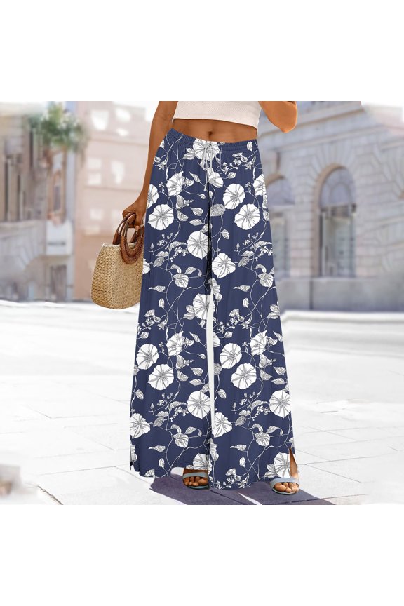 Womens Pants Comfortable High Waist Pants Drawstring Pant Navy XL