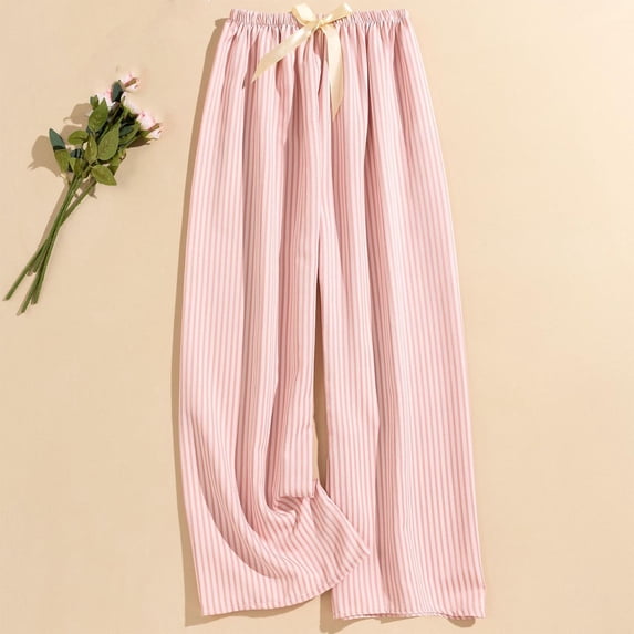 ATENAR Womens Pants High Waist Cotton Pants Loose Fit Pant Pink Free Size