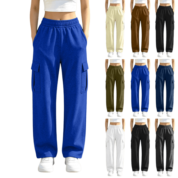ATENAR Womens Pants,Pants for Women,Soft,Stretch Fabric,Pockets,Casual,Blue,L