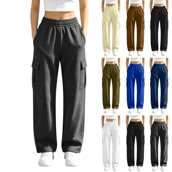 ATENAR Womens Pants,Pants for Women,Soft,Stretch Fabric,Pockets,Casual,Dark Gray,2XL