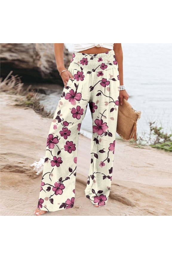 Womens Pants Summer Stretchy Pants Printed Pant Multicolor XL