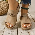 thumbnail image 1 of ATENAR Womens Sandals Beach Fashion Women Sandals Solid Color Womens Shoes Khaki 9.5, 1 of 5