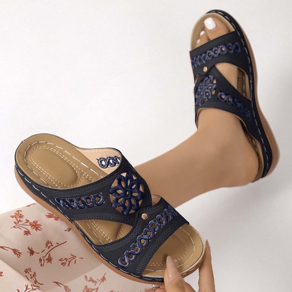 ATENAR Womens Sandals Comfortable Slide Women Sandals Casual Womens Shoes Navy 9