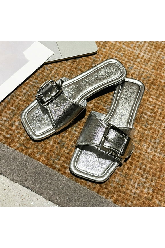 Womens Sandals Outdoor Comfortable Women Sandals Slide Shoes Women Silver 9