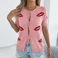 thumbnail image 1 of ATENAR Womens Shirts Casual Shirts Plus Size Solid Tops Pink L, 1 of 8