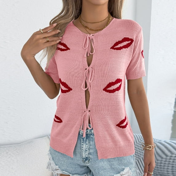 ATENAR Womens Shirts Casual Shirts Plus Size Solid Tops Pink L