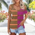 thumbnail image 1 of ATENAR Womens Shirts Loose Summer Tops for Women Short Sleeve Cold Shoulder Tee Hot Pink M, 1 of 6