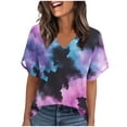thumbnail image 1 of ATENAR Womens Shirts Loose Summer Tops for Women Short Sleeve Tee Purple 2XL, 1 of 7