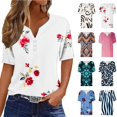 thumbnail image 1 of ATENAR Womens Shirts Short Sleeve Casual Shirts for Women V Neck Tee White 2XL, 1 of 6