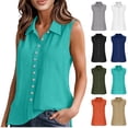 thumbnail image 1 of ssuyfkrb Womens Shirts Sleeveless Casual Cotton Tank Tops Button Down Linen Blouses Mint Green S, 1 of 8