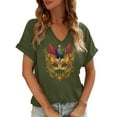 thumbnail image 1 of ATENAR Womens Shirts V Neck Printed Tops for Women Soft Tee Army Green XL, 1 of 6